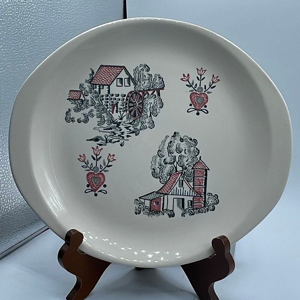 Vintage Marcrest (Stetson) American Heritage pattern folk art platter.